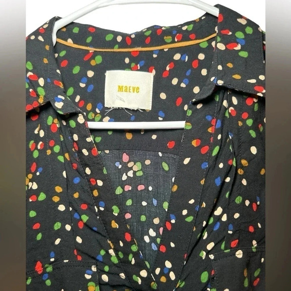 Anthropologie Maeve Polka Dot Button Down Blouse - Picture 2 of 9